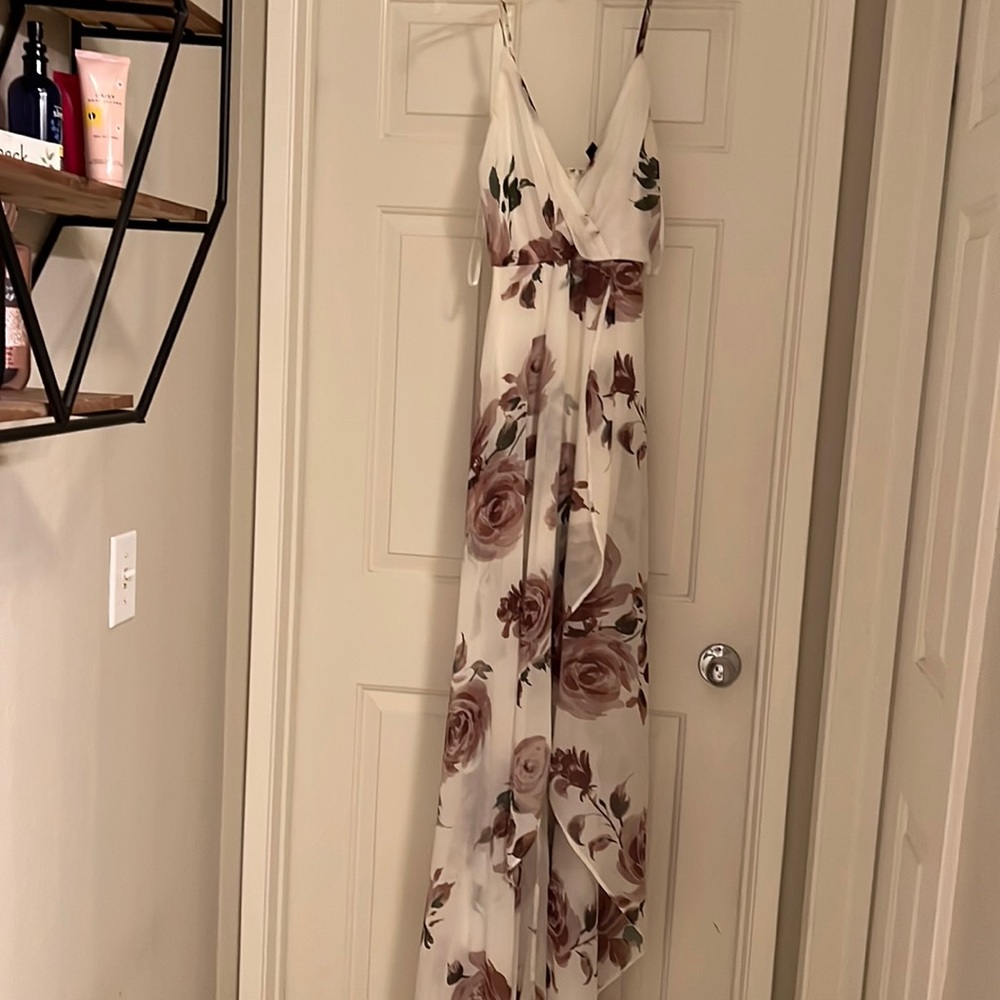 Long dress, pink and white floral print